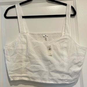 NEW aerie button strap cropped corset top in white